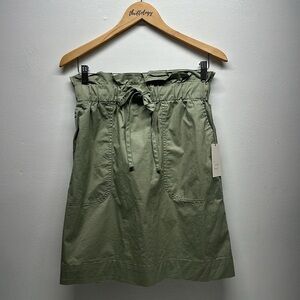 A New Day Skirt Knee Length A-Line Tie Bow Waist Pockets Army Green New Small